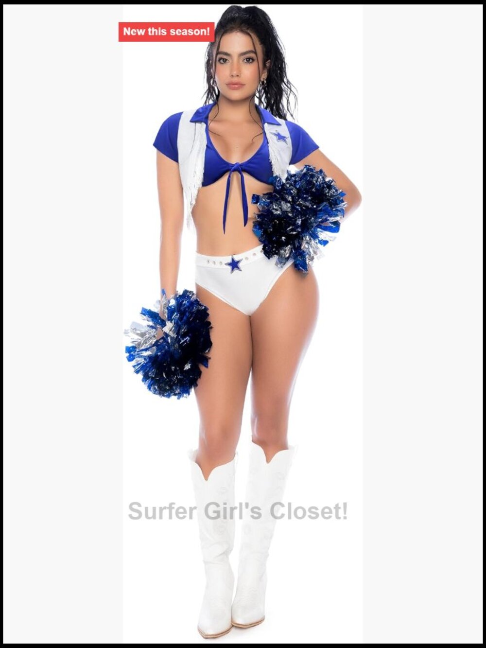 Cheerleader Costume 2-Piece Front Tie Top High-Waisted Bottom Polyester